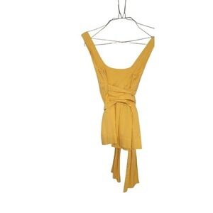 Viola Yellow Empire Long Tie Deep Scoop Neck Size - 0 Sexy Boho Cottagecore‎
